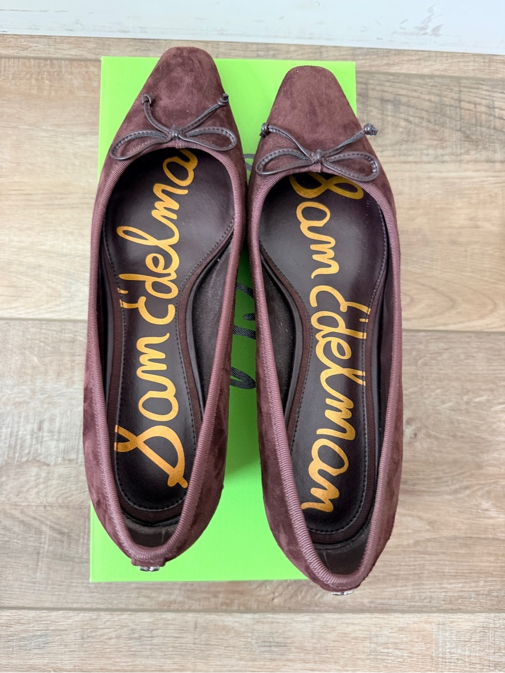 Sam Edelman Ronda Brown Suede Pointed Toe Low Heel Pumps with Bow - Picture 5 of 7